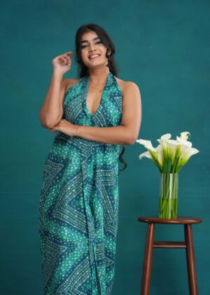 Halter Neck Dress - Wanderer's Wintertide - Dark Green, UK12