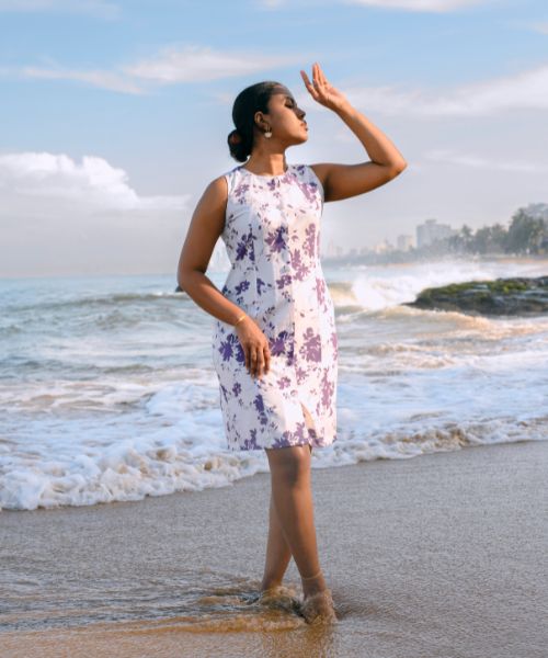 Lavender Bloom - Purple Sleeveless Dress - Nivana